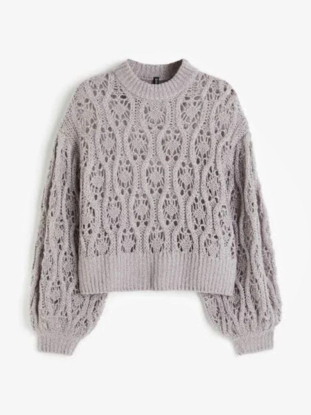 H&M Gray Open Knit Crewneck Sweater